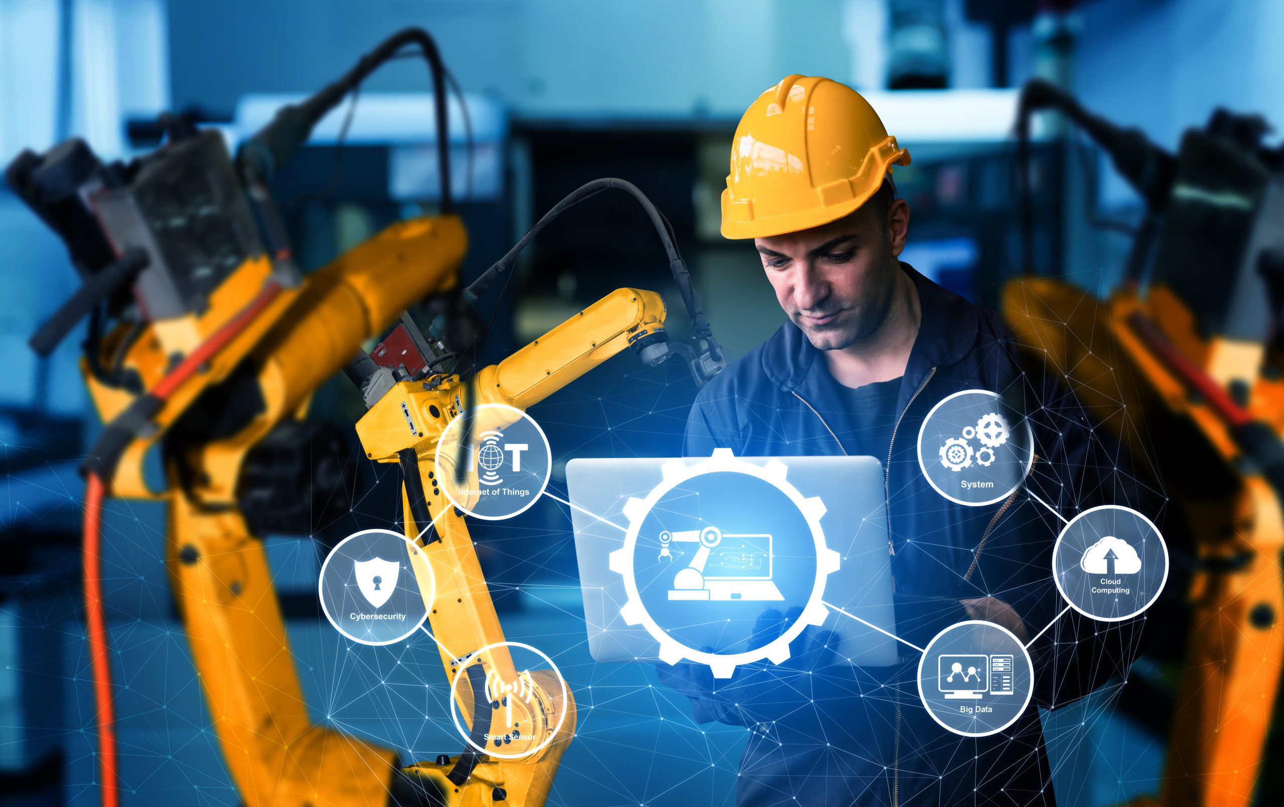 Smart industry robot arms for digital factory production technology
